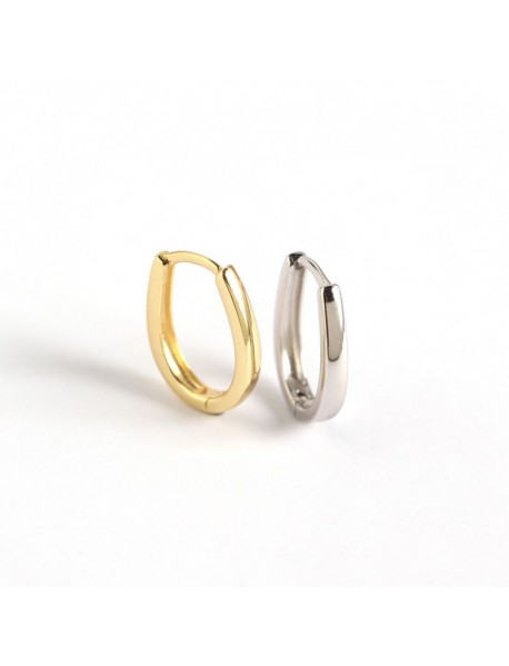 Minimalism U Shape Geometry 925 Sterling Silver Hoop Earrings