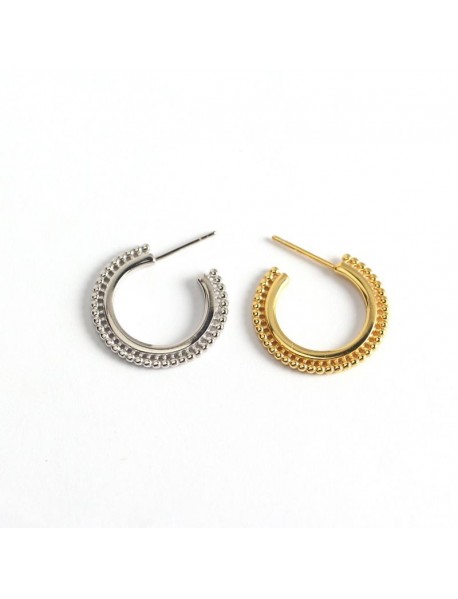 Minimalism Beads Circle 925 Sterling Silver Hoop Earrings