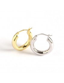 Simple Round Circle 925 Sterling Silver Huggie Hoop Earrings