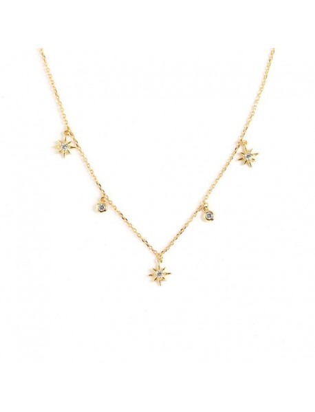 Women CZ Stars 925 Sterling Silver Necklace
