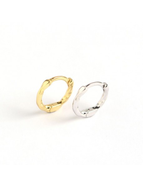 Simple Irregular Twisted Circle 925 Sterling Silver Huggie Hoop Earrings