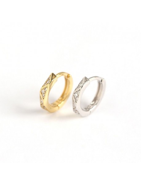 CZ Geometry Wave 925 Sterling Silver Hoop Earrings