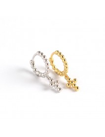 Holy Beads Cross 925 Sterling Silver Hoop Earrings