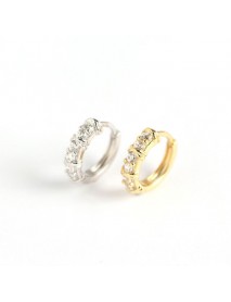 CZ Geometry Simple 925 Sterling Silver Hoop Earrings