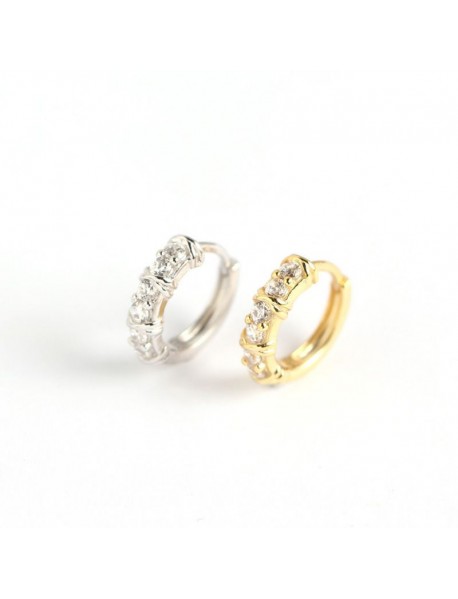 CZ Geometry Simple 925 Sterling Silver Hoop Earrings