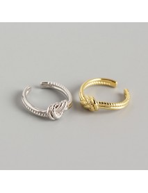 Fashion Twisted Knot 925 Sterling Silver Adjustable Ring