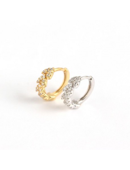 CZ Hearts Girl 925 Sterling Silver Hoop Earrings