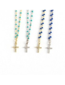 Holy CZ Cross Beads 925 Sterling Silver Necklace