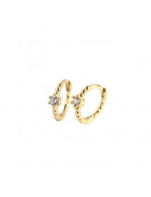 Cute CZ Beads 925 Sterling Silver Huggie Hoop Earrings