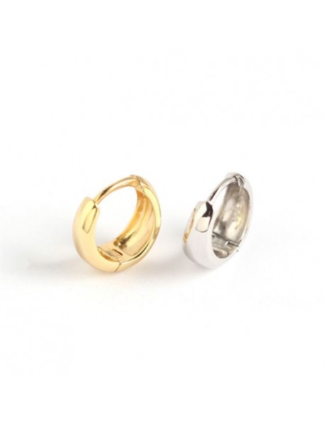 Simple Round Circle 925 Sterling Silver Huggie Hoop Earrings