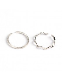 Simple Wave Twisted 925 Sterling Silver Adjustable Ring