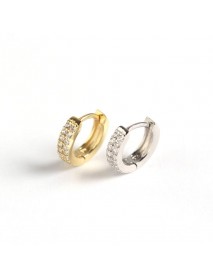 Minimalism CZ Circle 925 Sterling Silver Huggie Hoop Earrings