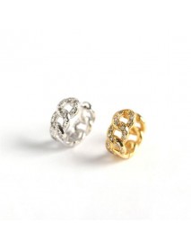 Office CZ Hollow Chain 925 Sterling Silver Leverback Earrings