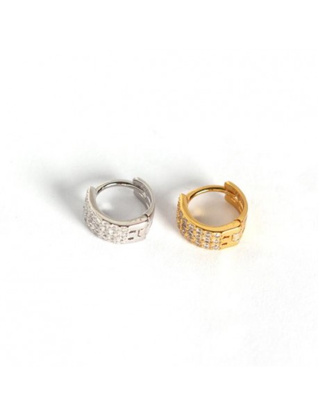 Micro Setting CZ 925 Sterling Silver Huggie Hoop Earrings