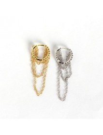 Party Circle Chain Tassels 925 Sterling Silver Leverback Earrings