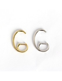 CZ C Shape 925 Sterling Silver Leverback Earrings