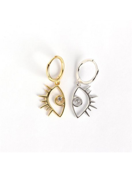 Fashion CZ Big Eye 925 Sterling Silver Leverback Earrings