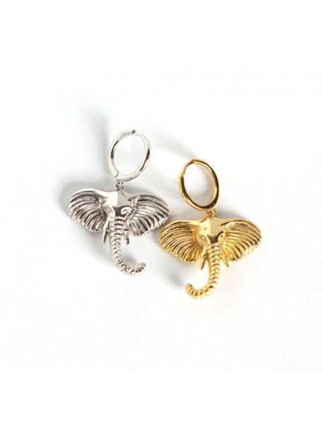 Animal Elephant 925 Sterling Silver Leverback Earrings