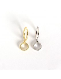 Simple CZ Circles 925 Sterling Silver Leverback Earrings