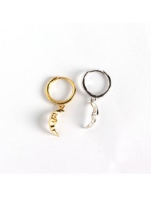 Crescent Moon 925 Sterling Silver Hoop Earrings