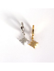 Shining CZ Stars 925 Sterling Silver Leverback Earrings