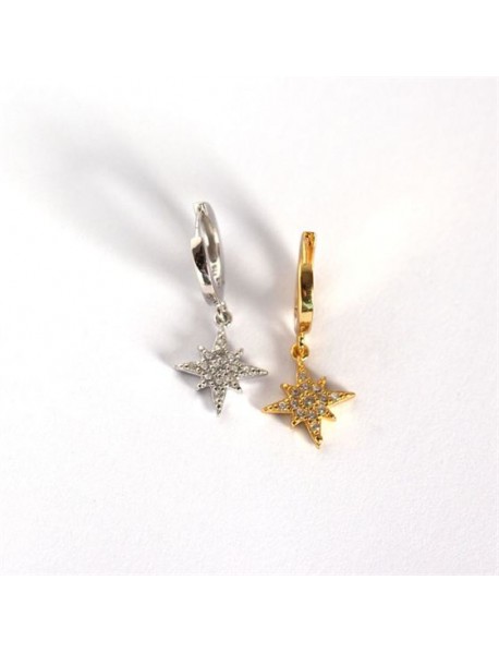 Shining CZ Stars 925 Sterling Silver Leverback Earrings