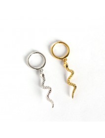 Snake Wave Dangling 925 Sterling Silver Hoop Earrings