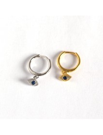 Gift CZ Eye 925 Sterling Silver Hoop Earrings