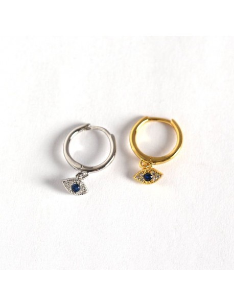 Gift CZ Eye 925 Sterling Silver Hoop Earrings