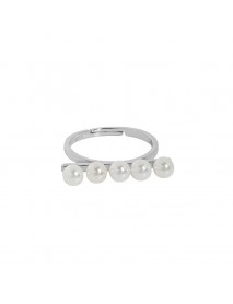 Party Shell Pearl Lines 925 Sterling Silver Adjustable Ring