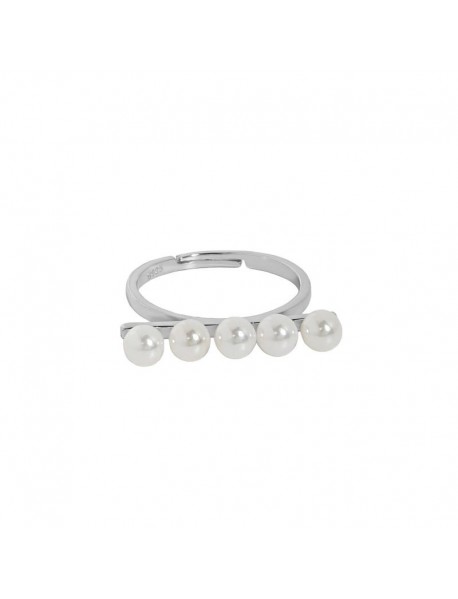 Party Shell Pearl Lines 925 Sterling Silver Adjustable Ring