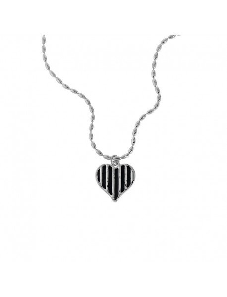 Fashion Irregular Black Epoxy Heart 925 Sterling Silver Necklace