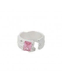 Geometry Rectangle CZ Irregular 925 Sterling Silver Adjustable Ring