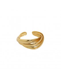 Simple Double Layer River 925 Sterling Silver Adjustable Ring