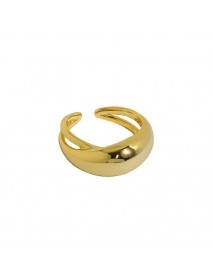 Geometry Oval Ellipse 925 Sterling Silver Adjustable Ring