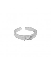 Simple Geometry CZ Rectangle 925 Sterling Silver Adjustable Ring