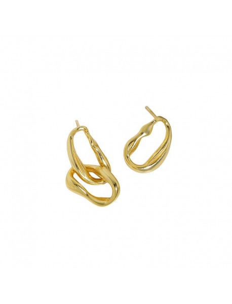 Office Asymmetry Hollow Chain 925 Sterling Silver Dangling Earrings
