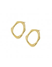 Elegant Hollow Irregular Circle 925 Sterling Silver Stud Earrings