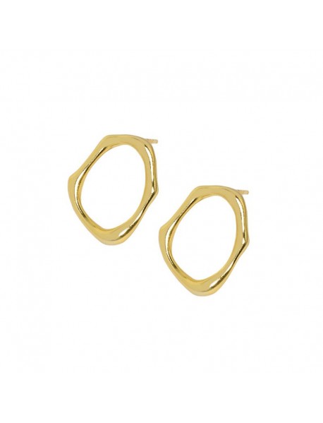 Elegant Hollow Irregular Circle 925 Sterling Silver Stud Earrings
