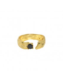 Black CZ Irregular Fashion 925 Sterling Silver Adjustable Ring