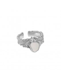 Fashion Irregular Mother of Shell 925 Sterling Silver Adjustable Ring