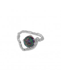 Fashion Irregular Heart CZ 925 Sterling Silver Adjustable Ring