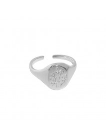 Classic Round Flowers Pattern 925 Sterling Silver Adjustable Ring