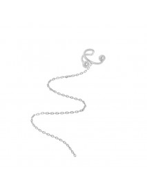 Fashion C Shape Chain Tassels 925 Sterling Silver Non-Pierced Earring(Single)