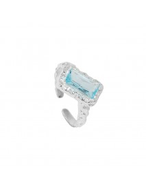 Fashion Irregular Rectangle Geometry 925 Sterling Silver Adjustable Ring