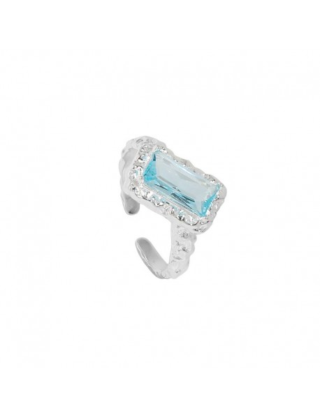 Fashion Irregular Rectangle Geometry 925 Sterling Silver Adjustable Ring