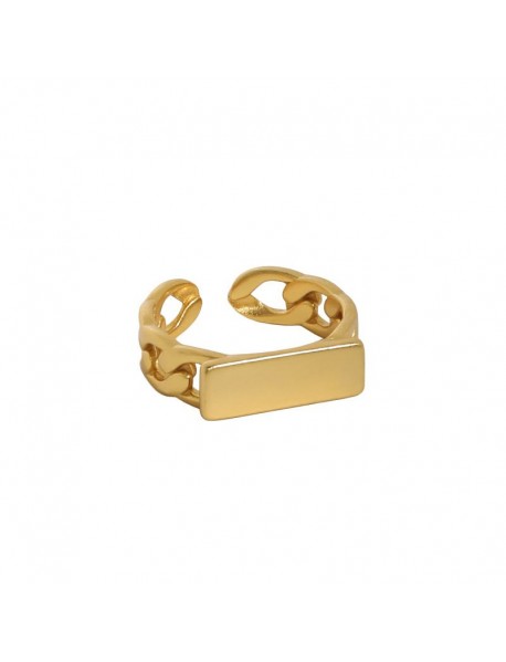 Fashion Geometry Rectangle Chain 925 Sterling Silver Adjustable Ring