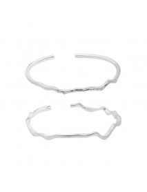 Simple Minimalism Irregular 925 Sterling Silver Open Bangle
