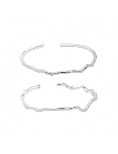 Simple Minimalism Irregular 925 Sterling Silver Open Bangle