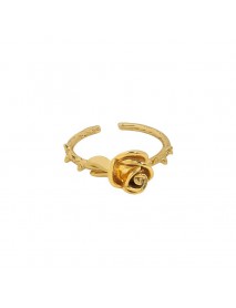 Beautiful Hollow Rose Flower 925 Sterling Silver Adjustable Ring